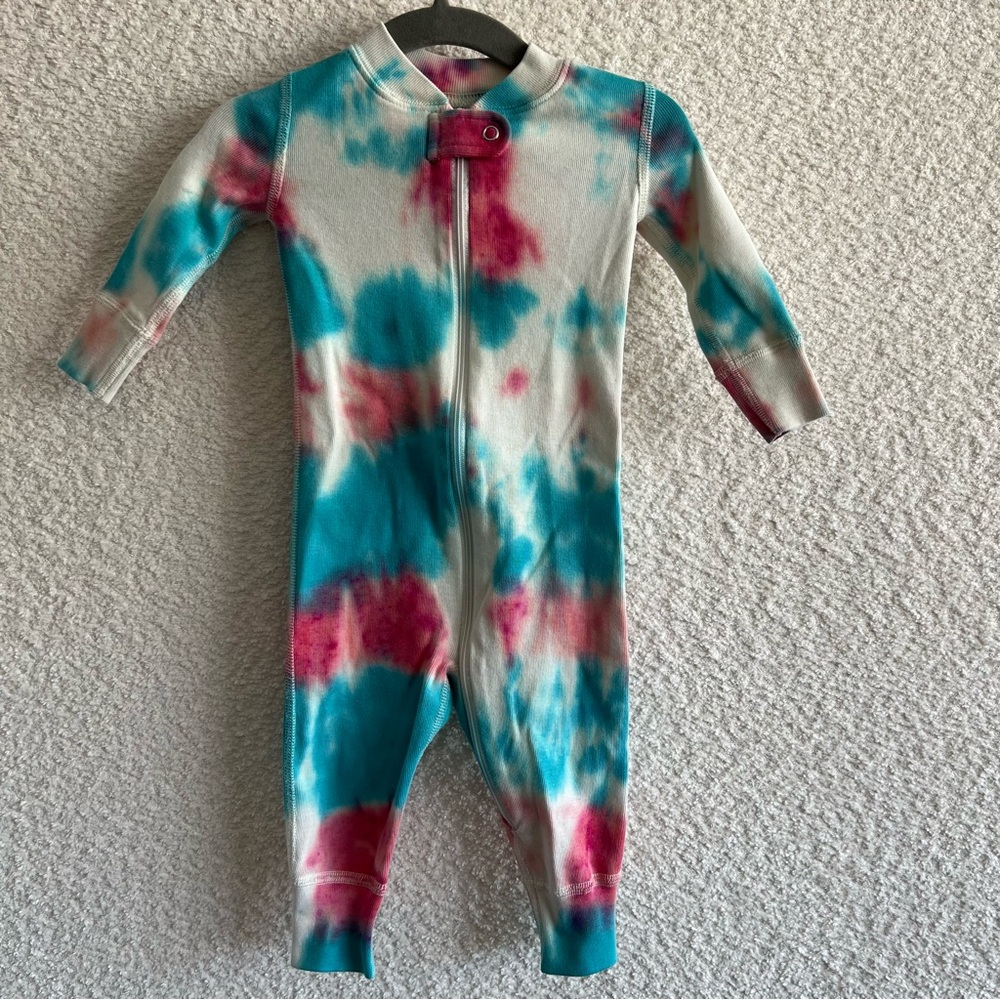 Hanna Andersson Infant Tie Dye Zip‎ Up Organic Cotton Pajamas Size 3-6 Months